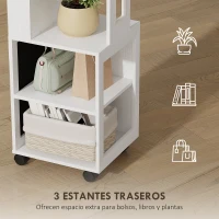 HOMCOM Espejo Joyero con Luces LED Armario para Joyas de Giro de 360° Cerradura y Llaves Superficie Blanco y Forro Beige(m-7)