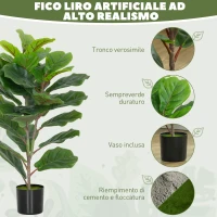 HOMCOM Pianta Finta Ficus Lyrata Alta 80 cm per Interni con Vaso, Decorazione per Casa e Ufficio, Verde(m-4)