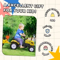 HOMCOM Kids Ride on Tractor with Back Trailer, Shovel & Rake, Horn, Four Wheels Tractor Toy for Child Toddler(m-7)