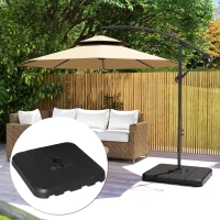 Outsunny Base para Chapéu de Sol de 4 Peças Recarregável com Água 90kg Areia 130kg Pesos para Base Cruzada de Chapéu de Sol para Jardim Terraço Pátio 98x98x13cm Preto(m-8)