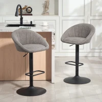 HOMCOM Set of Two Relaxed Tub Bar Stools - Grey(m-2)
