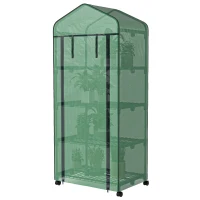 Outsunny Serre de jardin balcon étagère serre 4 niveaux 69L x 50l x 165H cm acier époxy bâche amovible PE haute densité vert(m-1)