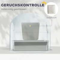 PawHut Katzentoilette, Edelstahl, XL-Innenraum, mit Schaufel, Hellgrau(m-7)
