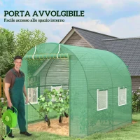 Outsunny Serra da Giardino Telaio in Acciaio e 4 Finestre in PE 2.5x2x2m, Verde(m-5)