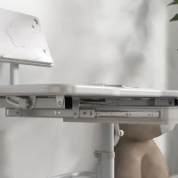 ZONEKIZ Pupitre Infantil Ajustable con 1 Cajón 1 Estante para Libros y Ángulo de Mesa Ajustable 80x49,5x82-104 cm Gris y Blanco(m-9)