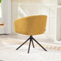 HOMCOM Sillón, Silla acolchada con cómoda silla, giratoria, cubierta acogedora, hasta 120 kg, Amarillo(m-4)