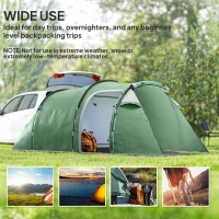Outsunny Three-Man, Two-Room Tent - Green(m-7)