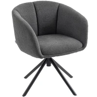 HOMCOM Fauteuil, fauteuil rembourré avec coque de siège confortable, pivotant, revêtement moelleux, jusqu'à 120 kg, Gris foncé(m-1)
