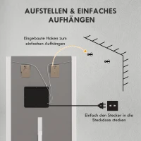 HOMCOM Großer Spiegel Wandspiegel Standspiegel Ganzkörperspiegel, 50 cm x 2,9 cm x 150 cm, Weiß(m-9)