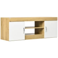 HOMCOM Mueble de TV Moderno con 2 Puertas y Estantes para Televisores de hasta 60 Pulgadas 130x39,6x48 cm Natural y Blanco(m-11)