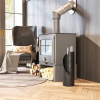 Outsunny Juego de Utensilios para Chimenea de 4 Piezas de Metal con Escoba Pala Atizador y Cubo 20x20x65 cm Plateado(m-7)
