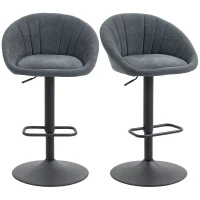 HOMCOM Set of Two Relaxed Tub Bar Stools - Dark Grey(m-10)