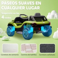 AIYAPLAY Coche Eléctrico para Niños de +3 Años Volkswagen E-Buggy 12V con Mando a Distancia 2,4 G Ruedas con Suspensión Verde(m-7)