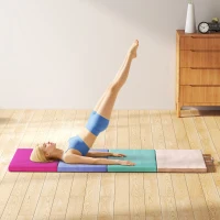 SPORTNOW Tapis de Gymnastique Pliable de 5 cm d'Épaisseur avec Poignées de Transport et Sac pour Yoga Aérobic Multicolore(m-4)