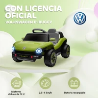 AIYAPLAY Coche Eléctrico para Niños de +3 Años Volkswagen E-Buggy 12V con Mando a Distancia 2,4 G Ruedas con Suspensión Verde(m-4)
