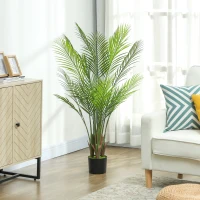 HOMCOM Künstlicher Innenpalm 120 cm, künstlicher Palmbaum mit Kunststofftopf und Beflockung, grün(m-4)