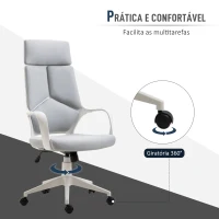 HOMCOM Cadeira de Escritório Giratória de Malha com Função de Inclinação Altura Ajustável e Encosto Alto 63x63x117-127 cm Cinza(m-6)