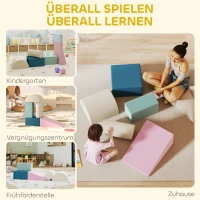 AIYAPLAY Speelset met 5 Schuimblokken voor Kinderen met Afneembare Hoezen, Psychomotorische Blokken voor Klimmen en Kruipen, Multicolor(m-6)