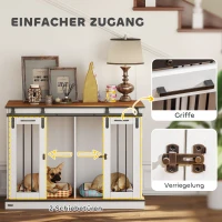 PawHut Hundekäfig mit 2 Türen, Hundebox, Transportbox für Hunde, rustikales Design, verriegelbar, Weiß(m-6)