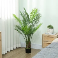 HOMCOM Planta artificial interior 120 cm, árbol artificial de palmera con maceta de plástico y flocado, verde(m-5)