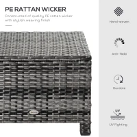 Outsunny Outdoor PE Rattan Footstool, Patio Wicker Ottoman with Cushion, for Backyard Garden Poolside Living Room 50 x 50 x 35 cm, Grey(m-4)