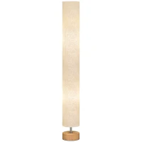HOMCOM LED Floor Lamp for Living Room, 120cm Modern Standing Lamp with 3000K/4500K/6500K Colour Temperatures, Linen Shade and Wooden Base, Grey(m-10)
