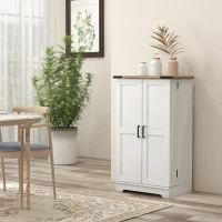HOMCOM Armário de Cozinha com 2 Portas e 16 Prateleiras Despensa Rústica com Prateleiras Ajustáveis 60x40x104 cm Creme(m-10)