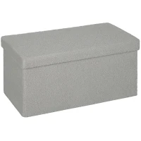 HOMCOM Panca Contenitore Imbottita con Coperchio, 76x38x38 cm, Grigio Chiaro(m-1)