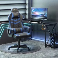 Vinsetto Cadeira Gaming Cadeira de Escritório Ergonómica com Altura Regulável Basculante Apoio de Cabeça 61x70x121-129 cm Azul(m-2)