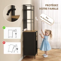 HOMCOM Buffet, armoire de cuisine, plan de travail, porte coulissante, tiroirs et étagères ouvertes, 60x40x180cm, bois naturel(m-6)
