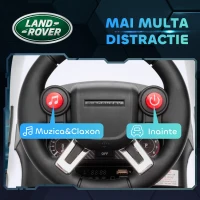 AIYAPLAY Mașinuță Electrică pentru Copii 18 Luni-5 Ani cu Licență Land Rover cu Muzică, USB și MP, 65x43x40 cm ,Alb(m-6)