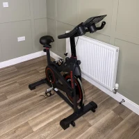 HOMCOM Bicicletă Eliptică Profesională cu Volant de 8 kg și Ecran LCD Roșu și Negru(m-9)