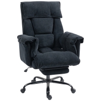 HOMCOM Chaise de Bureau Inclinable avec Repose-Pieds, Dossier Haut, Hauteur Réglable et Roulettes, Noir