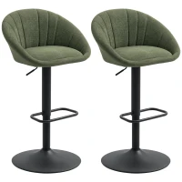 HOMCOM Set of Two Relaxed Tub Bar Stools - Dark Green(m-11)
