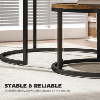 HOMCOM Set of Two Wood-Effect Stacking Tables - Rustic Brown(m-6)