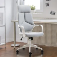 HOMCOM Cadeira de Escritório Giratória de Malha com Função de Inclinação Altura Ajustável e Encosto Alto 63x63x117-127 cm Cinza(m-2)