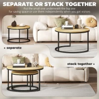 HOMCOM Set of Two Wood-Effect Stacking Tables - Natural(m-5)