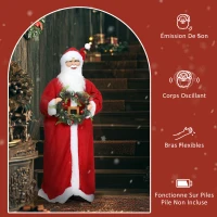 HOMCOM Figurine de Père Noël, debout de Père Noël, commande vocale, musique festive, bras pliables, 110 cm, rouge(m-6)