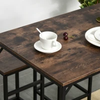 HOMCOM 5-teiliges Bartisch Set Bartisch mit Barhocker-Set Esstisch mit 4 Stühlen Küchentisch für Esszimmer, Küche, Rustikal-Braun+Schwarz(m-11)