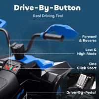 AIYAPLAY Quad Elettrico per Bambini, a 24V con 4 Ruote, Fari, Porta USB e Funzione MP3, 3-8 Anni, Blu(m-4)