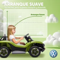 AIYAPLAY Coche Eléctrico para Niños de +3 Años Volkswagen E-Buggy 12V con Mando a Distancia 2,4 G Ruedas con Suspensión Verde(m-6)