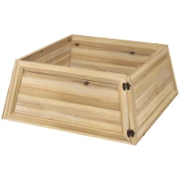 HOMCOM Weihnachtsbaumrock 65 x 65 cm Weihnachtsbaum Kragen aus Tannenholz Naturholz(m-10)