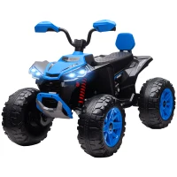 AIYAPLAY Quad Elettrico per Bambini, a 24V con 4 Ruote, Fari, Porta USB e Funzione MP3, 3-8 Anni, Blu(m-5)