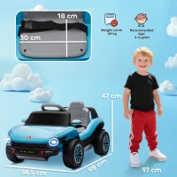 AIYAPLAY Auto Elettrica per Bambini dai 3 Anni, Volkswagen E-Buggy 12V con Telecomando 2,4 G e Ruote con Sospensione, Blu(m-3)