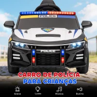 AIYAPLAY Carro Elétrico Infantil Modelo Policial 12V com Comando a Distância 2,4 Luzes Sirene Música USB e Suspensão 96x60x45 cm Multicor(m-4)