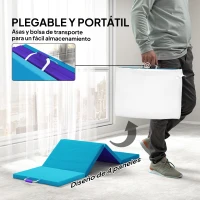 SPORTNOW Colchoneta Gimnasia Plegable de 2 Pulgadas de Grosor con Asas de Transporte y Bolsa para Yoga Aeróbic Azul(m-4)