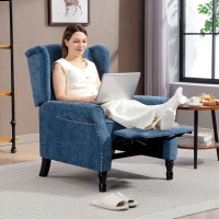 HOMCOM 150° Reclining Vintage Armchair, with footrest, Royal Blue(m-7)