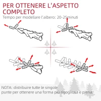 HOMCOM Albero di Natale Innevato a 2 Sezioni con 395 Rami in Metallo e Plastica, 46x46x180cm, Verde(m-5)