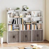 HOMCOM Estantería para Libros Estrecha Librería con Puertas Estantes Abiertos y Armario 60x30x149,5 cm Blanco y Marrón(m-8)