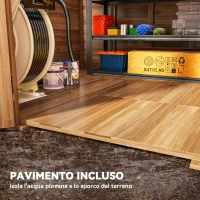 Outsunny Casetta da Giardino in Legno 1.8x2m con Porta Doppia, Finestra e Base Inclusa, Colore Legno(m-5)